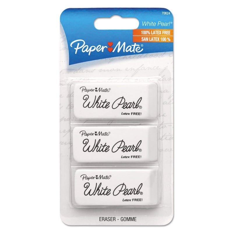 Paper Mate 70624 White Pearl Eraser, 3/Pack - Image 2